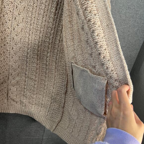 Aran Draft Merino Wool Button Front Sweater Cardigan Size Large Parsnip - Picture 7 of 12